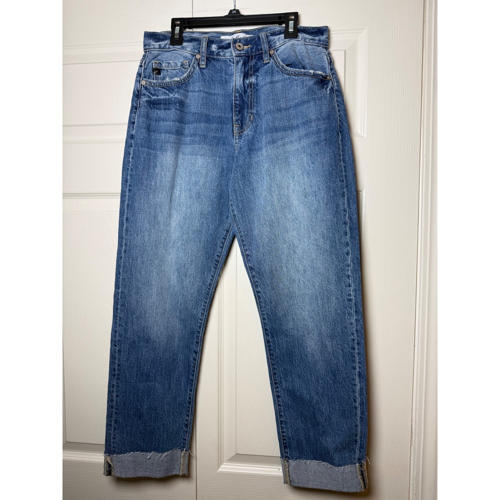 KanCan ST1188 High Rise Straight Leg Cuffed Hem Jeans Blue Women Size 26
